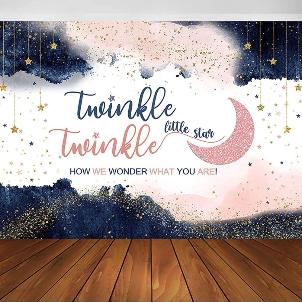 Gender reveal backdrop. twinkle twinkle little star. 7ft x 5ft